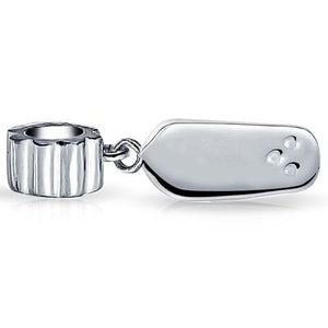 Flip Flop Sandal CZ Dangle Travel Charm Bead 925 Sterling Silver