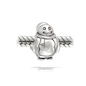 Holiday Christmas Snowman Penguin Charm Bead 925 Sterling Silver