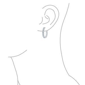 Bridal Princess Cut AAA CZ Inside Out Hoop Earrings Silver 1.25 Dia