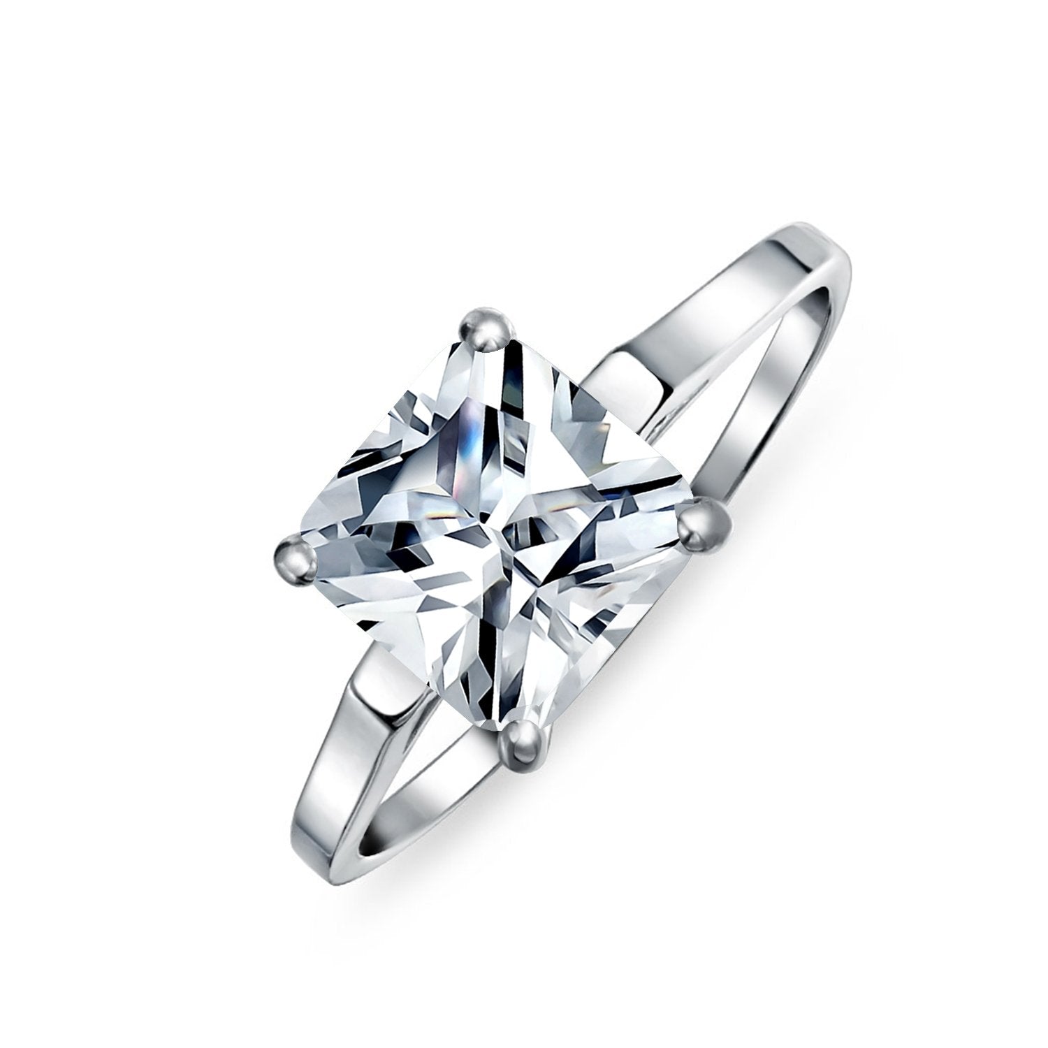 2.5CT Brilliant Princess Cut AAA CZ Solitaire Engagement Ring - Joyeria Lady