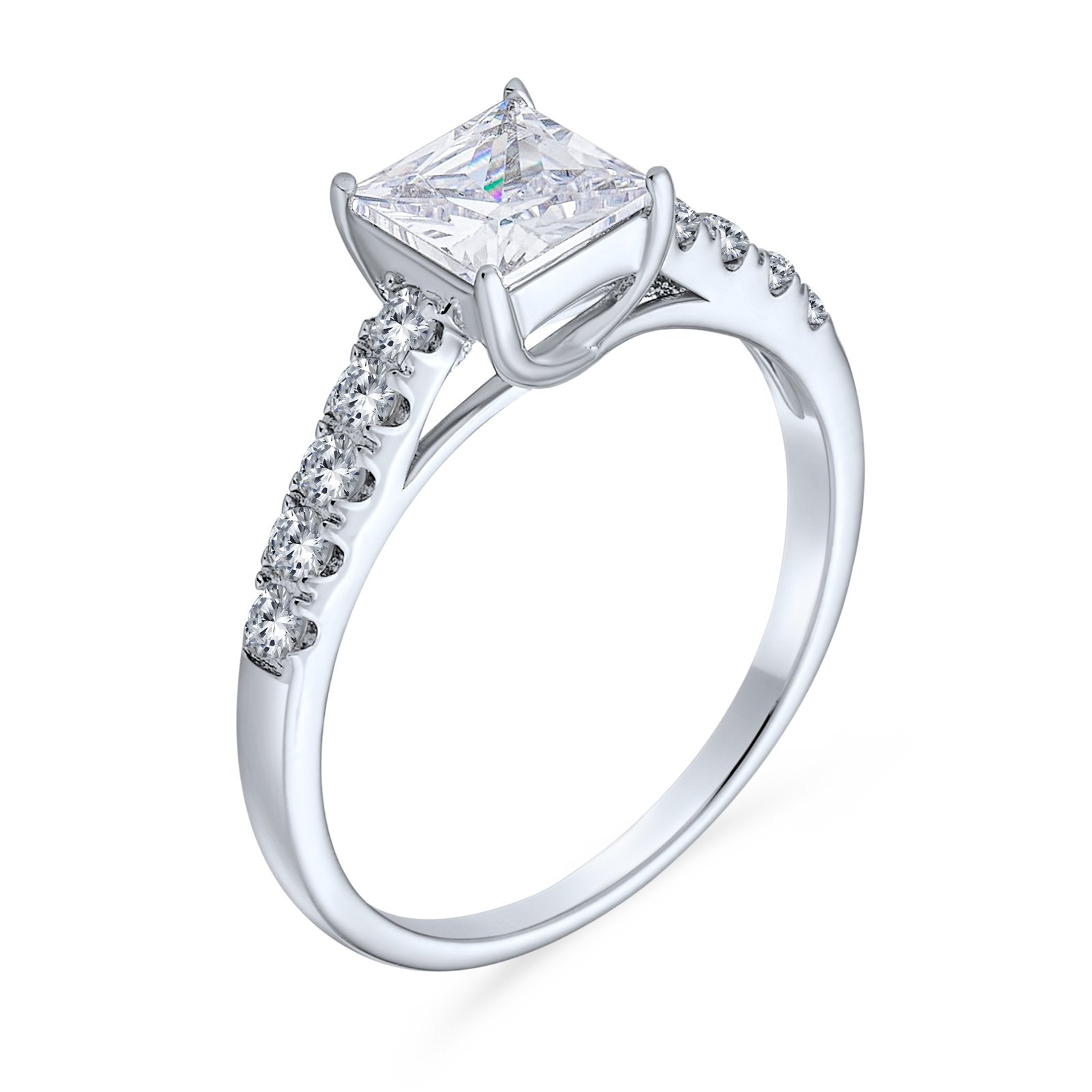 1.5 CT Princess Cut Solitaire Sterling Silver AAA CZ Engagement Ring - Joyeria Lady