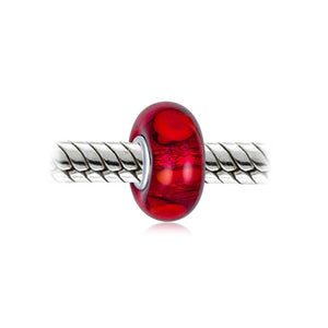 Solid Murano Glass Spacer Bead Charm 925 Sterling Silver