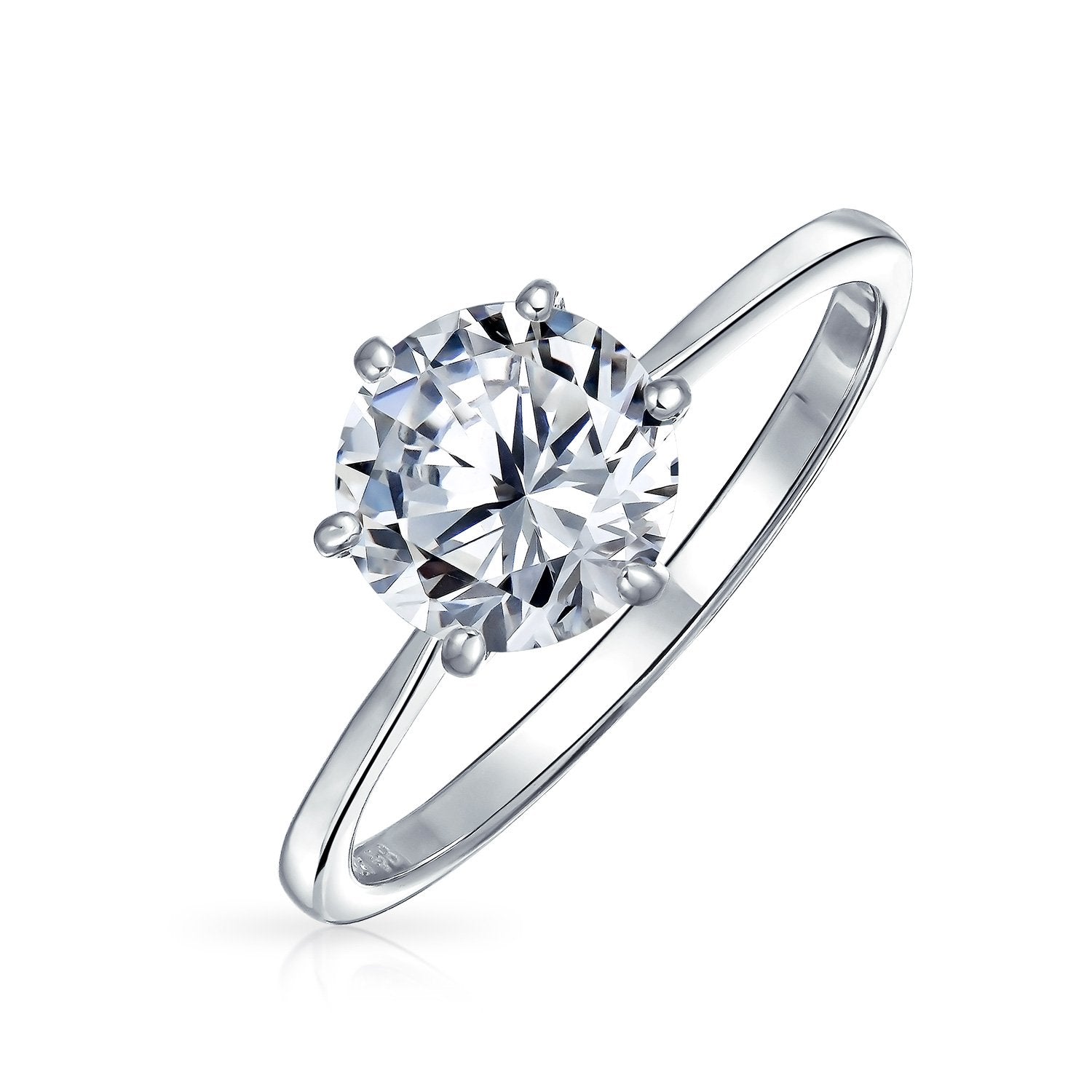 1.25CT 6 Prong AAA CZ Solitaire Engagement Ring 925 Sterling Silver - Joyeria Lady