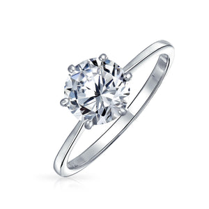 1.25CT 6 Prong AAA CZ Solitaire Engagement Ring 925 Sterling Silver - Joyeria Lady