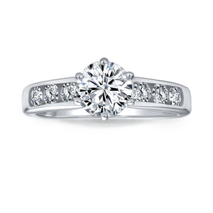 2CT Solitaire AAA CZ 6 Prong Engagement Ring 925 Sterling Silver