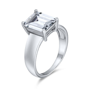 3CT Solitaire Radiant Emerald Cut CZ Engagement Ring Sterling Silver
