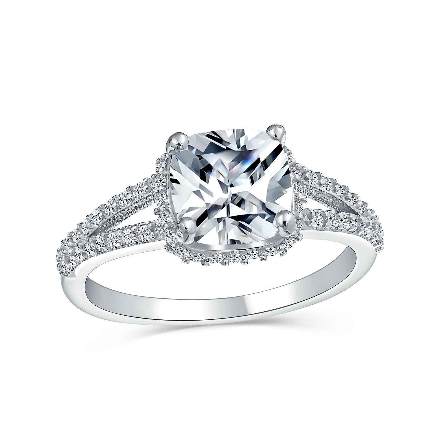 3CT Square Cushion Cut AAA CZ Engagement Ring 925 Sterling Silver - Joyeria Lady