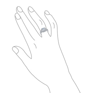 2CT Princess Cut Halo CZ Engagement Wedding Ring Set Sterling Silver
