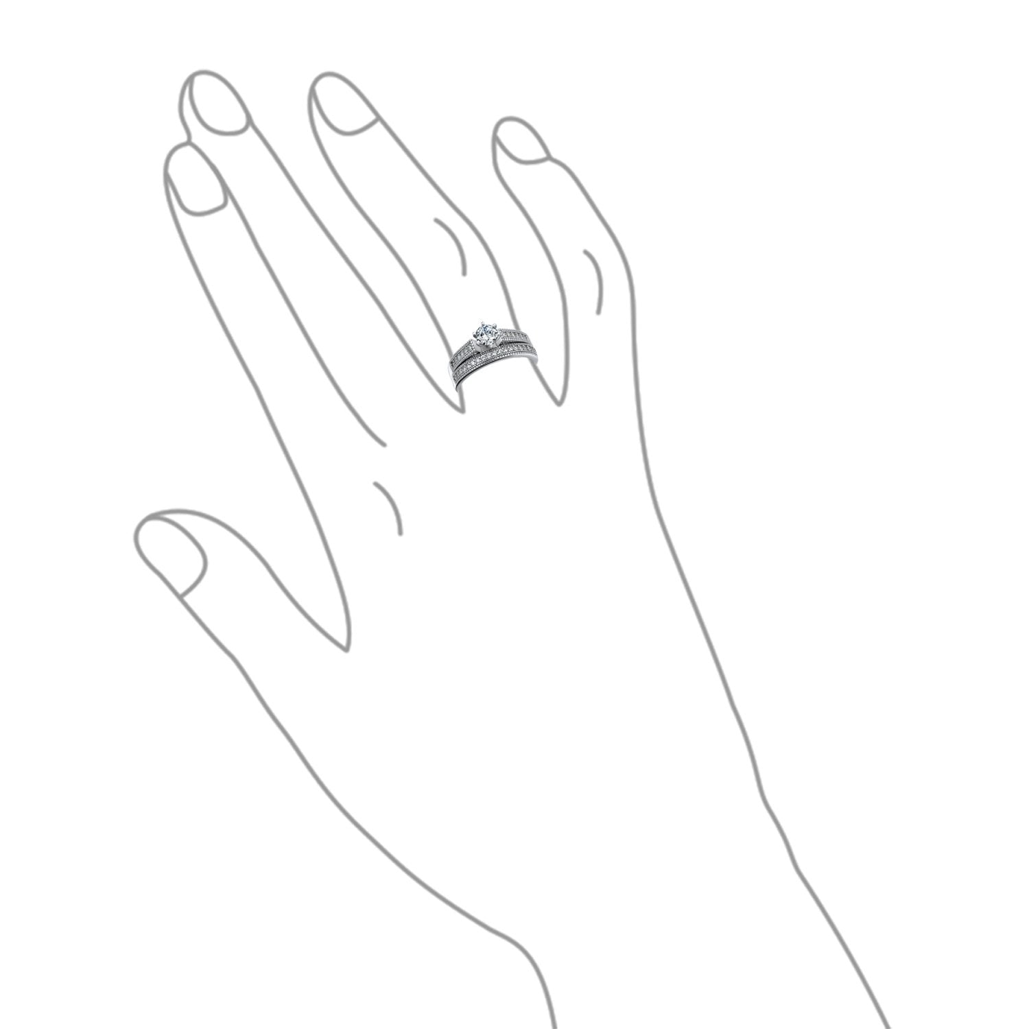 AFFY - Juego De Anillos De Boda De Aniversario De Circonita Cúbica