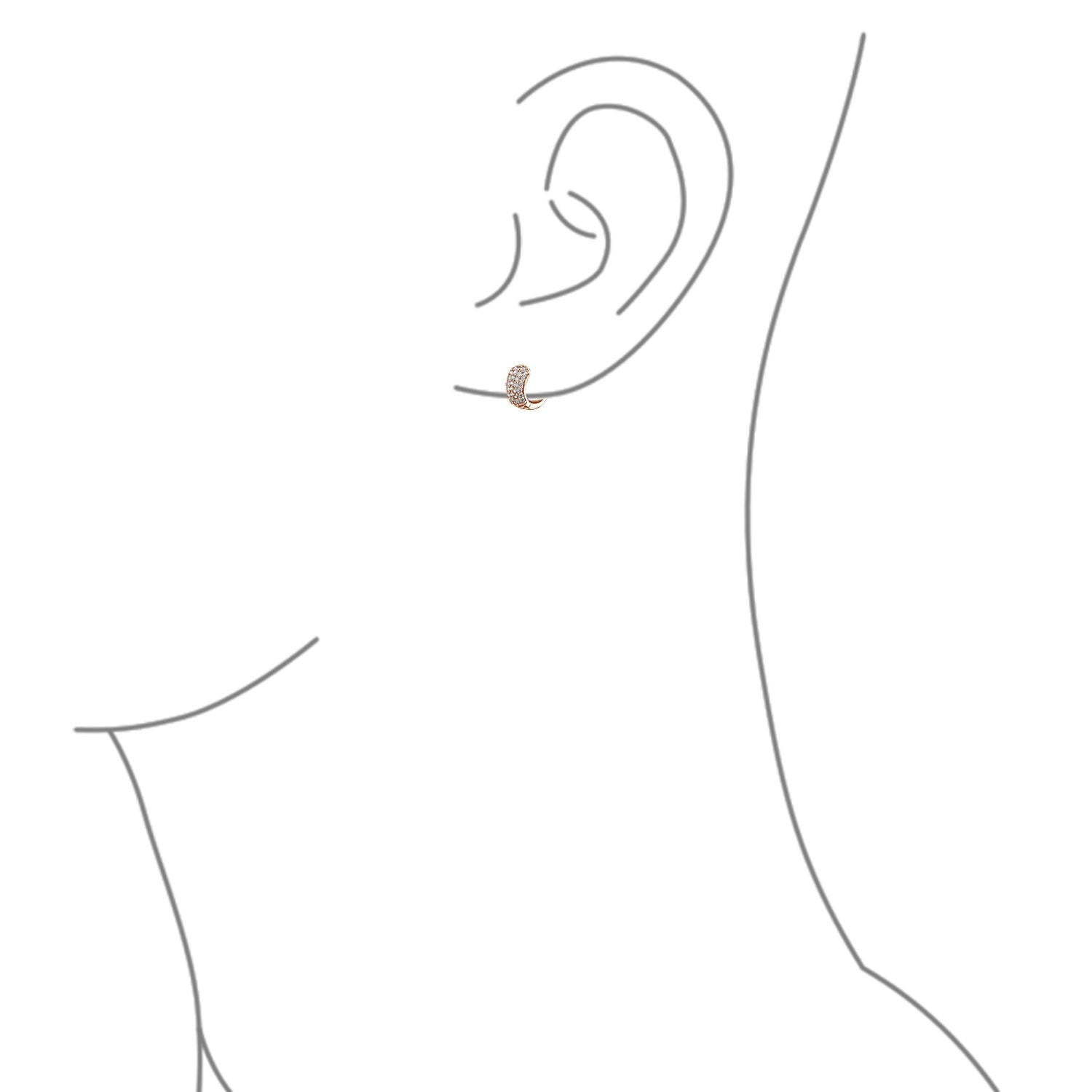 5 Five Row Wide Huggie Hoop Earrings Rose Gold Plated Sterling Silver - Joyeria Lady