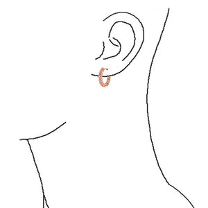 Pave Pink or Brown CZ Inside Out Tube Hoop Earrings