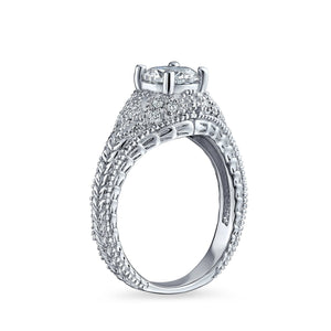 Solitaire Crown Mount Filigree CZ Engagement Ring 925 Sterling Silver