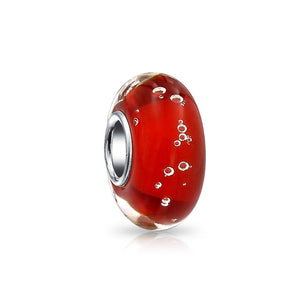Bubble Murano Glass Bead Charm 925 Sterling Silver