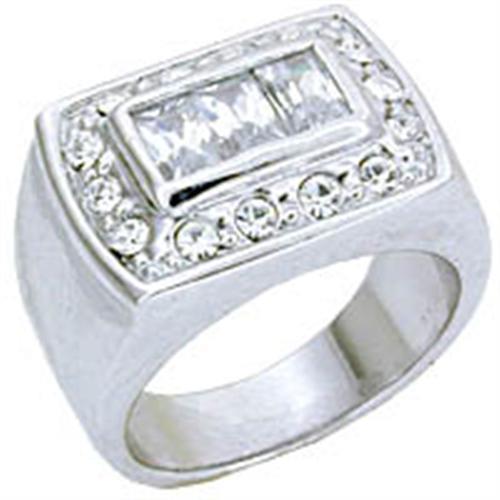 S11931 - Rhodium 925 Sterling Silver Ring with AAA Grade CZ  in Clear - Joyeria Lady