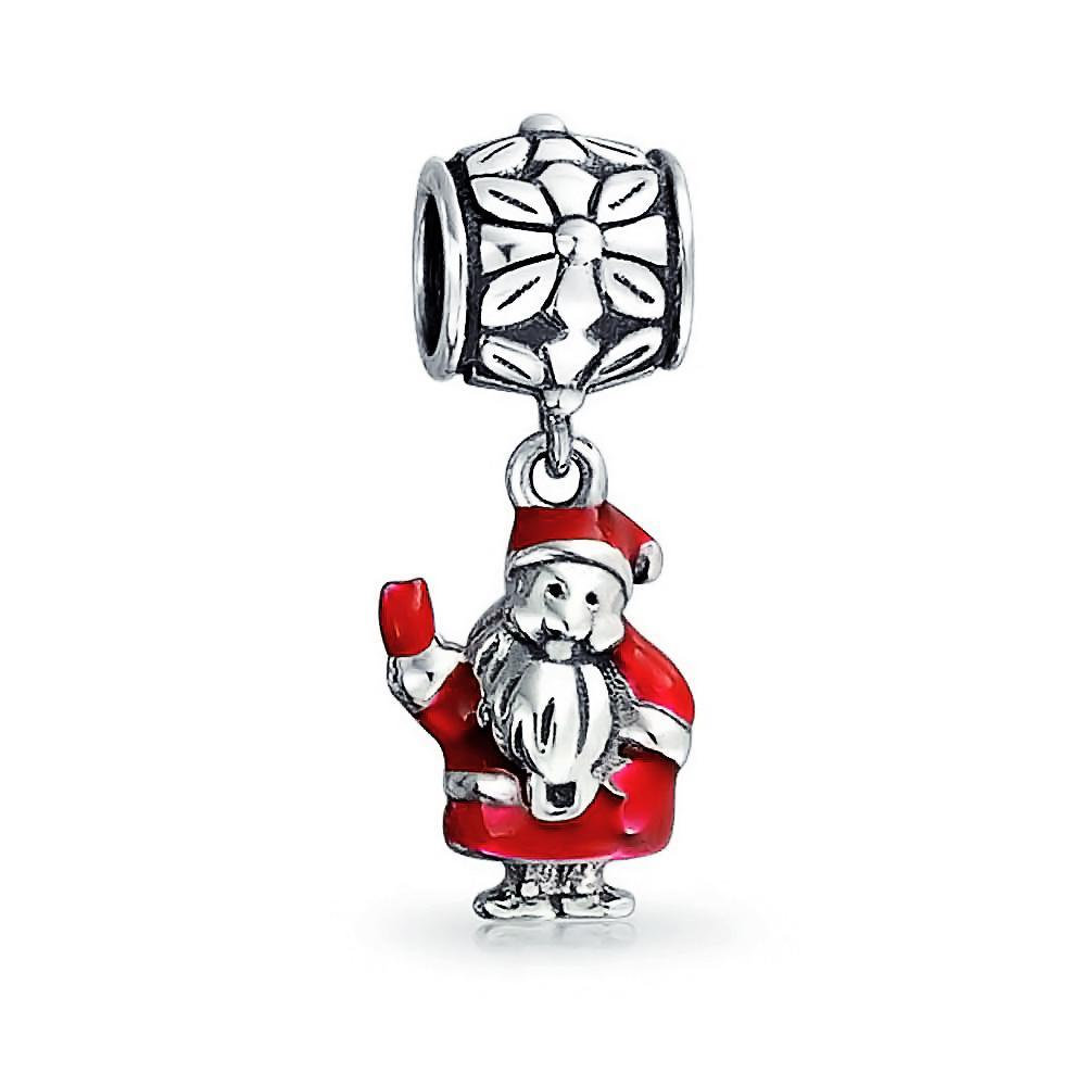 Christmas Red Santa Claus Dangle Charm Bead 925 Sterling Silver - Joyeria Lady