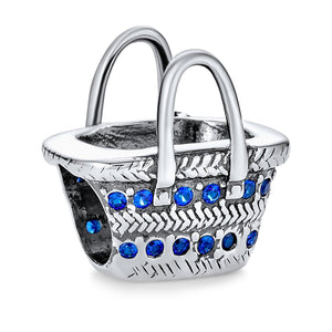 Picnic Basket Sunglasses Blue Travel Charm Bead 925 Sterling Silver - Joyeria Lady