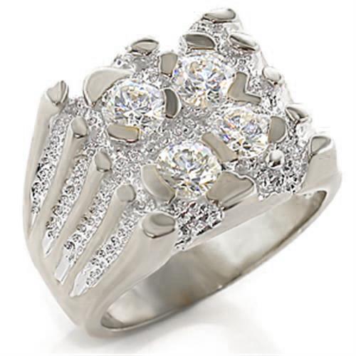 SC95307 Rhodium 925 Sterling Silver Ring with AAA Grade CZ in Clear