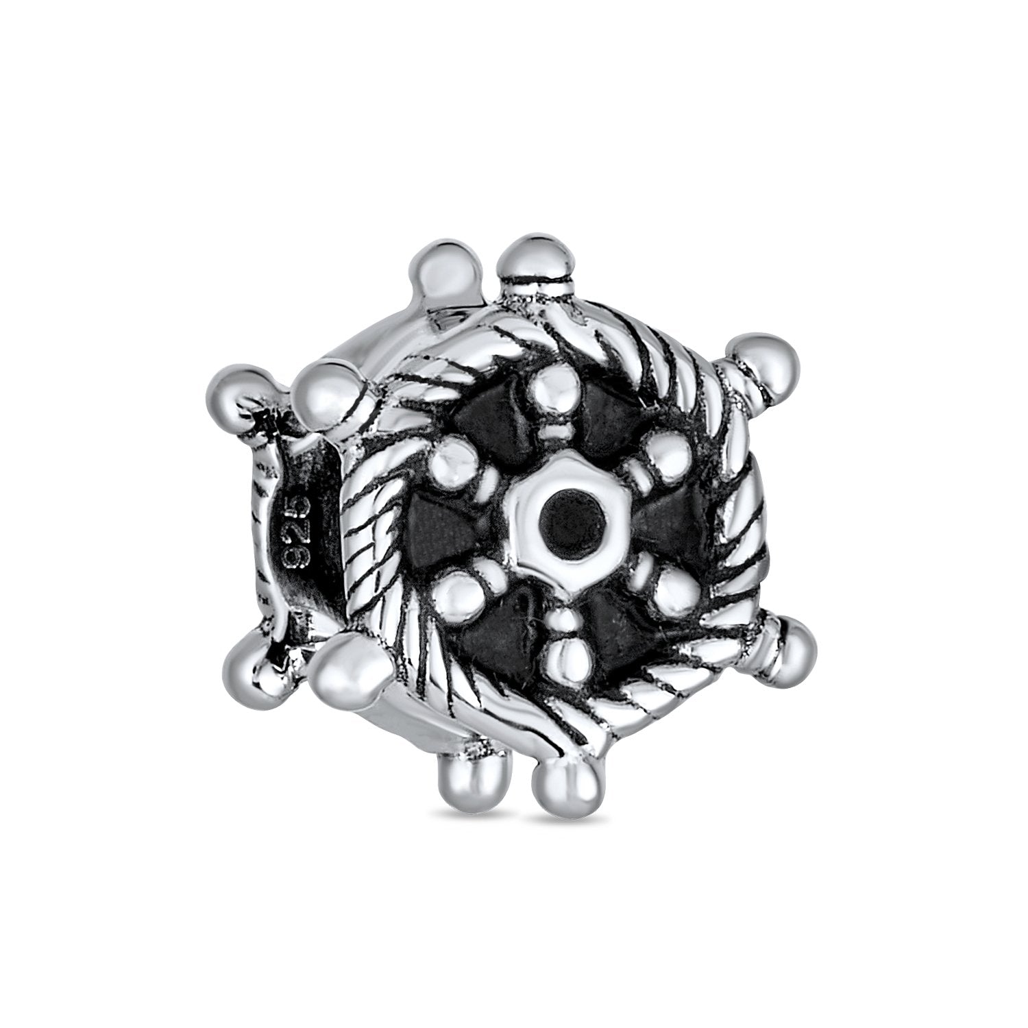 Nautical Vacation Boat Ship Wheel Charm Bead 925 Sterling Silver - Joyeria Lady