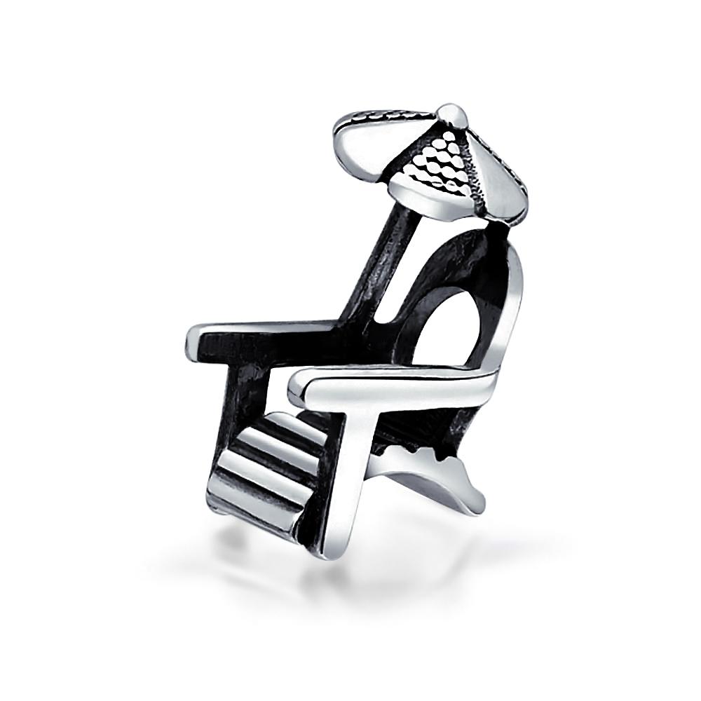 Tropical Vacation Lounge Beach Chair Charm Bead 925 Sterling Silver - Joyeria Lady