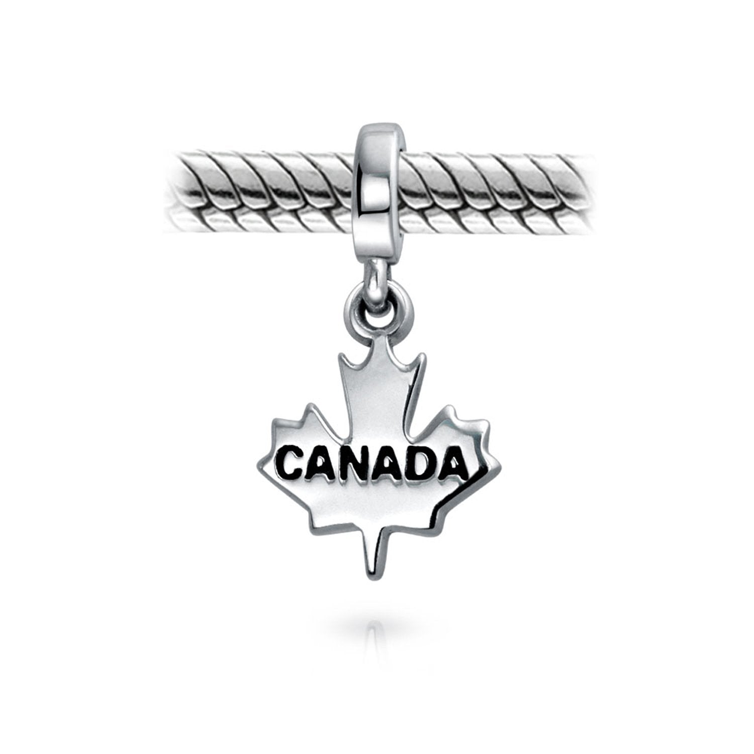 Personalized Canadian Travel Dangle Canada Maple Leaf Bead Charm For - Joyeria Lady