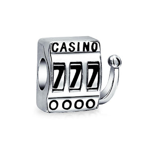 Casino Slot Machine 777 Jackpot Las Vegas Charm Bead Sterling Silver - Joyeria Lady