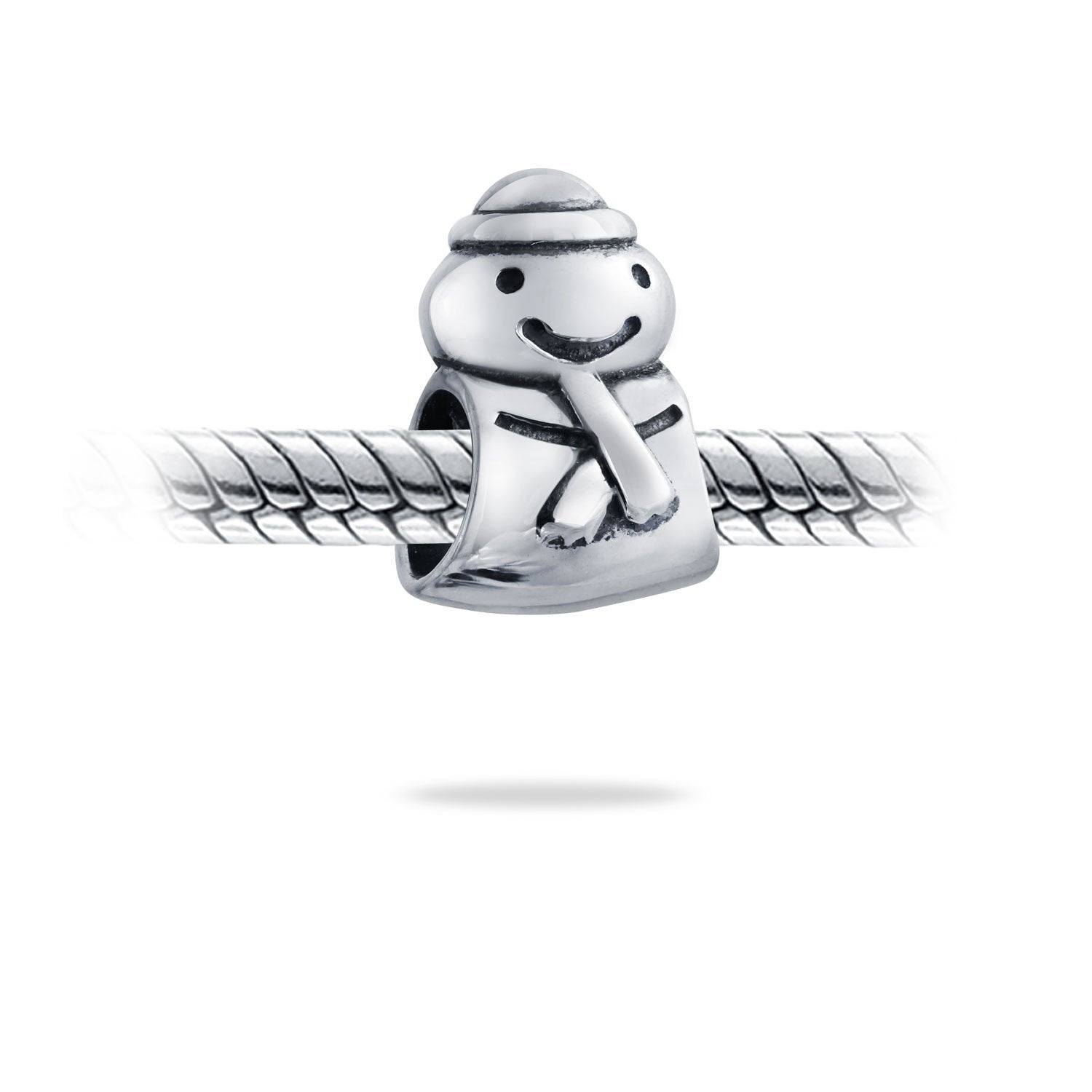 Holiday Snowman Christmas Winter bead Charm 925 Sterling Silver - Joyeria Lady