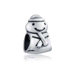 Holiday Snowman Christmas Winter bead Charm 925 Sterling Silver