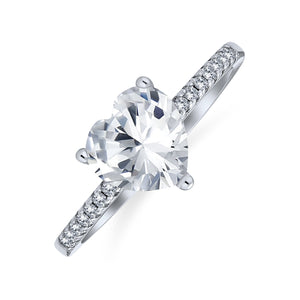2.5CT Heart Solitaire AAA CZ Engagement Ring 925 Sterling Silver Ring - Joyeria Lady