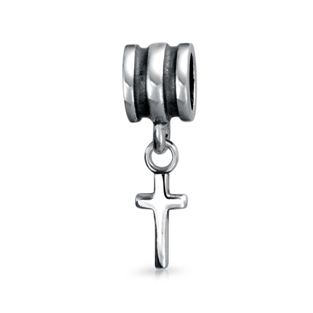 Religious Cross Dangle Charm Bead Communion 925 Sterling Silver - Joyeria Lady