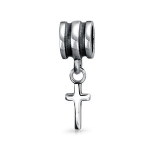 Religious Cross Dangle Charm Bead Communion 925 Sterling Silver