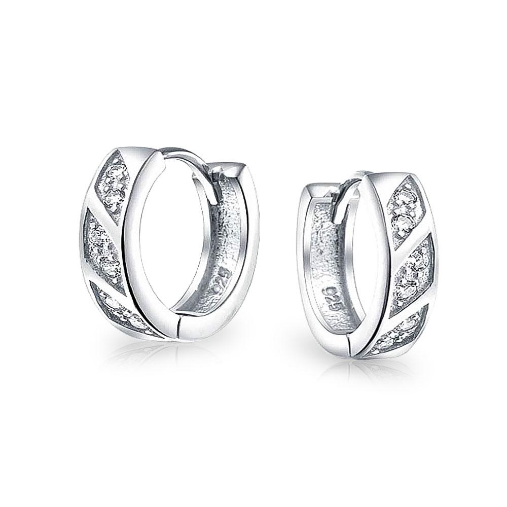Twist Cubic Zirconia CZ Hoop Earrings 925 Sterling Silver - Joyeria Lady