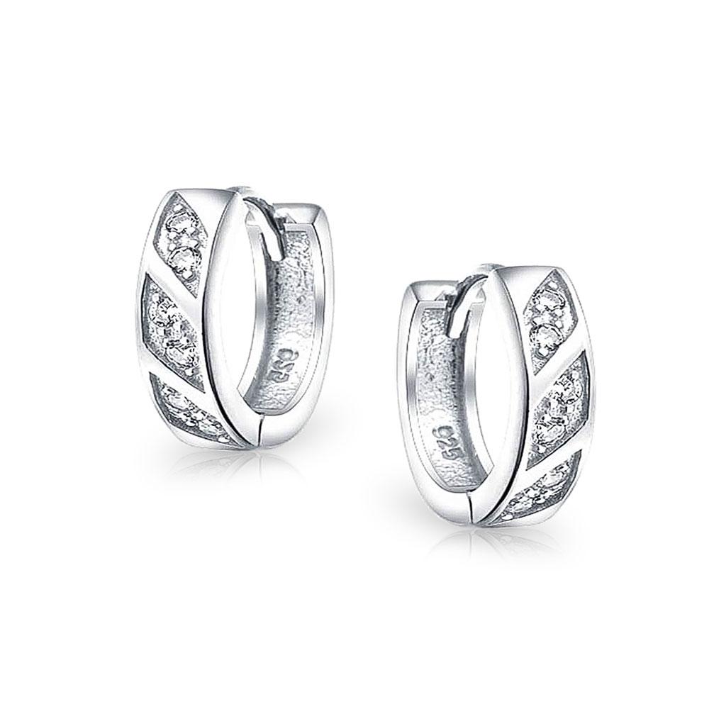 Twist Cubic Zirconia CZ Hoop Earrings 925 Sterling Silver - Joyeria Lady