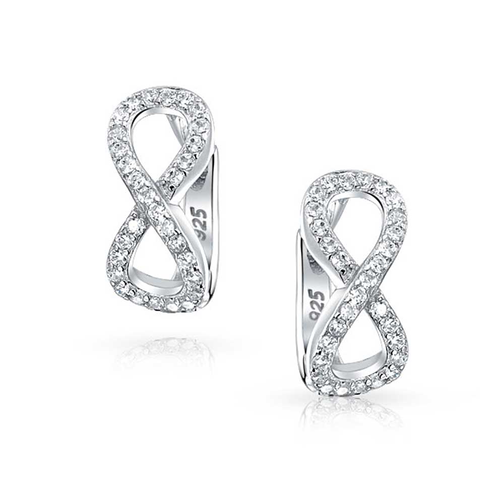 CZ Eternity Infinity Hoop Earrings 925 Sterling Silver - Joyeria Lady