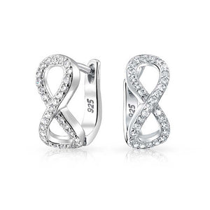 CZ Eternity Infinity Hoop Earrings 925 Sterling Silver - Joyeria Lady
