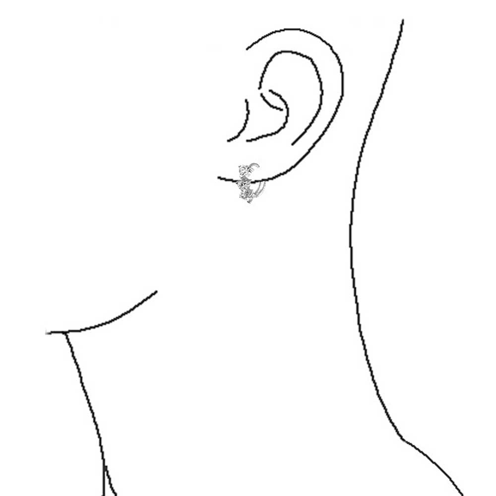 3 Heart Cubic Zirconia Hoop Earrings Hinged Sterling Silver - Joyeria Lady