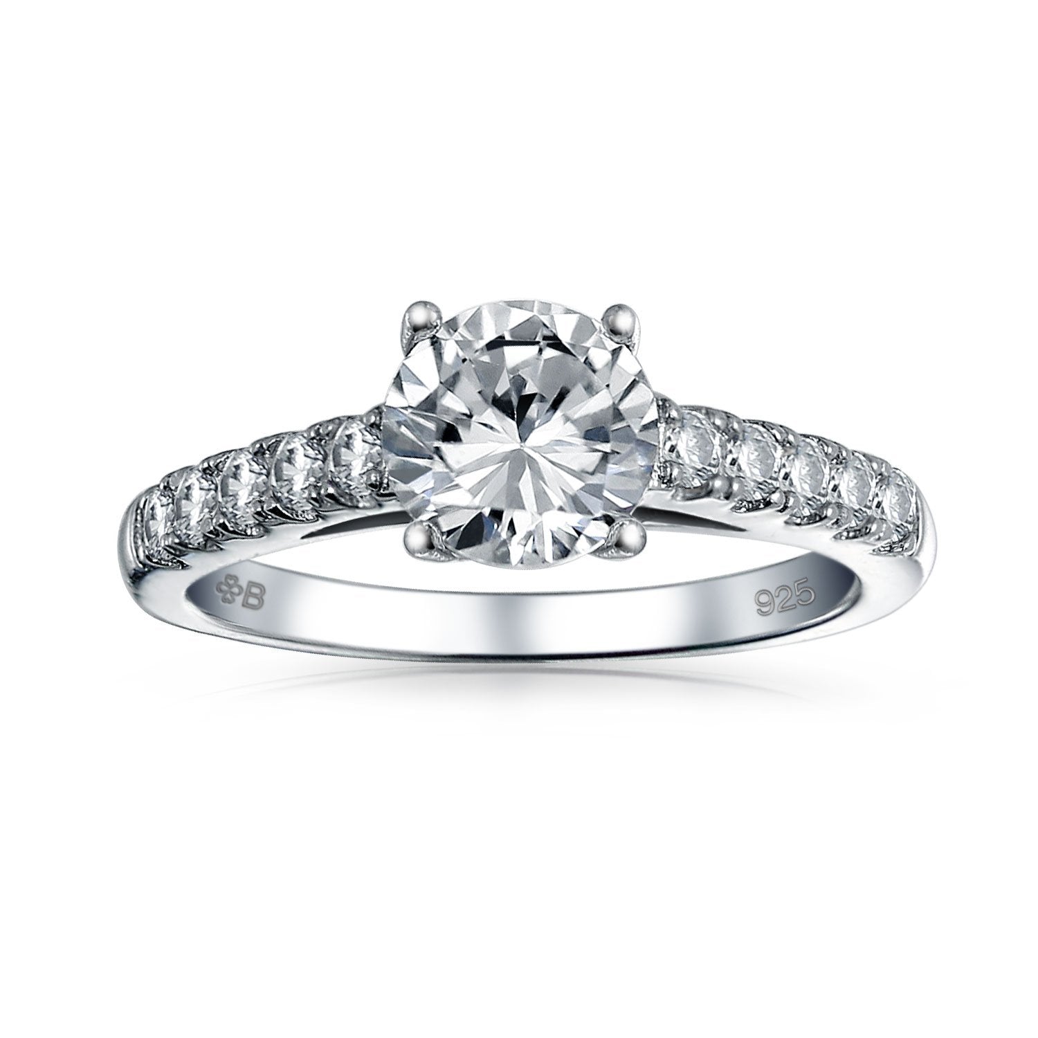 1.75CT AAA CZ Solitaire Engagement Ring Band 925 Sterling Silver - Joyeria Lady