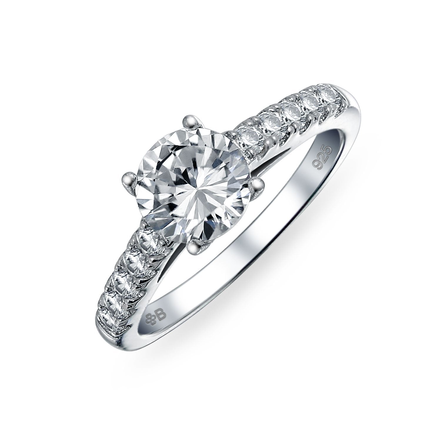 1.75CT AAA CZ Solitaire Engagement Ring Band 925 Sterling Silver - Joyeria Lady