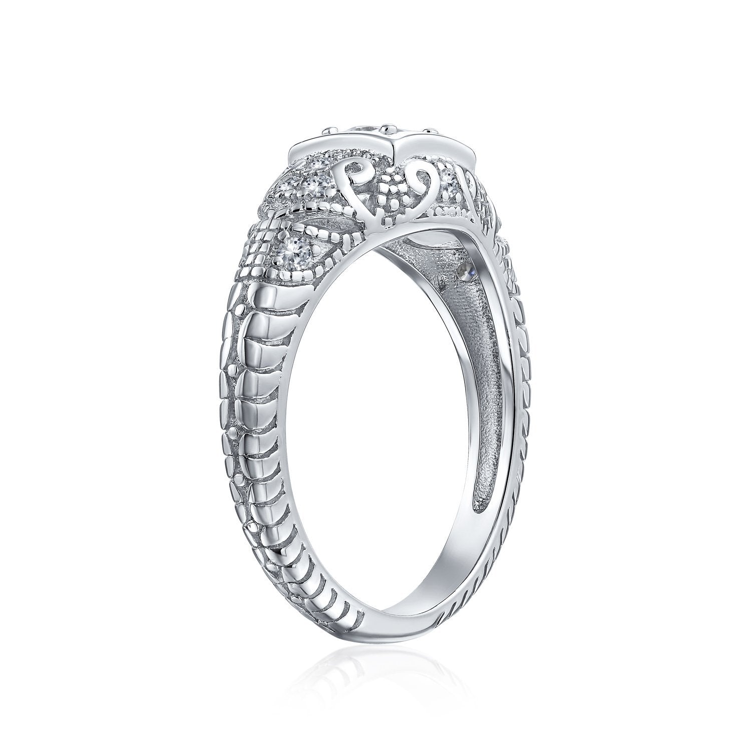 1CT Square Solitaire AAA CZ Vintage Engagement Ring Sterling Silver - Joyeria Lady