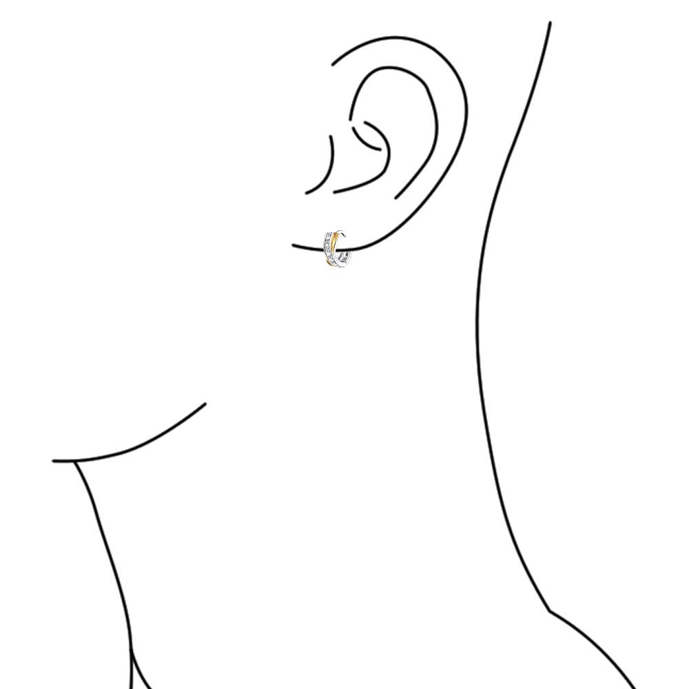 Criss Cross Hoop Earrings Hoop CZ Gold Plated Sterling Silver - Joyeria Lady