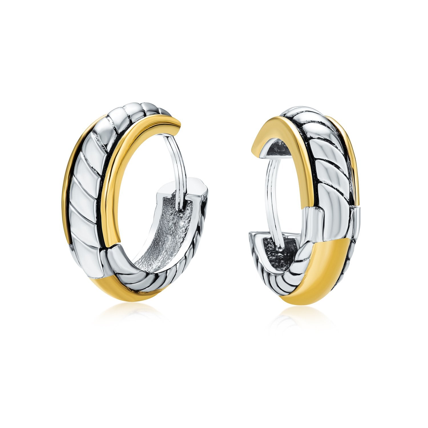 Twist Cable Rope Kpop Hoop Earrings Hinge Gold Silver Plated - Joyeria Lady