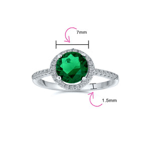 3CT Round Solitaire Green Imitation Emerald CZ Halo Statement Ring
