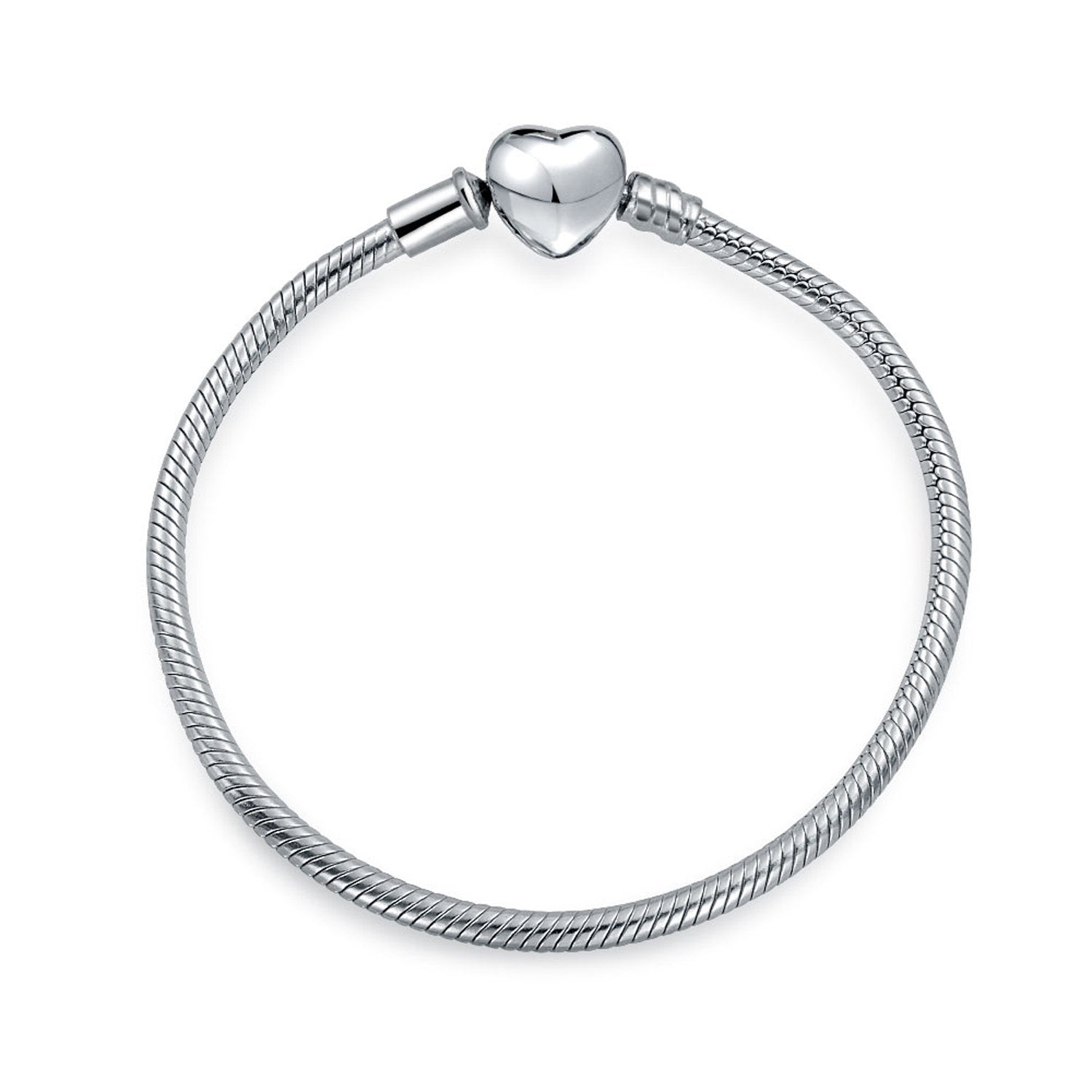 Snake Chain Starter Charm European Beads Bracelet 925 Sterling Silver - Joyeria Lady