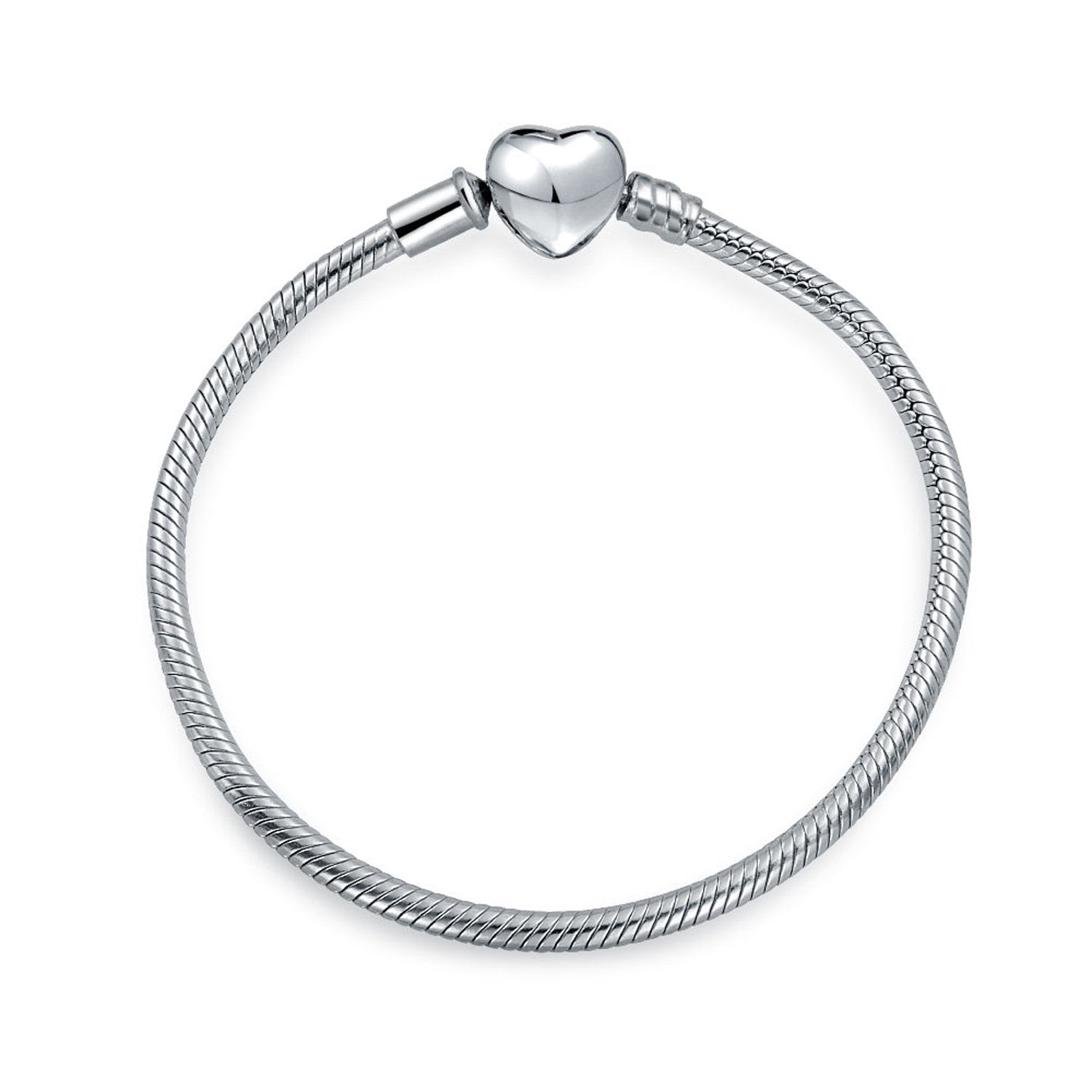 Snake Chain Starter Charm European Beads Bracelet 925 Sterling Silver - Joyeria Lady