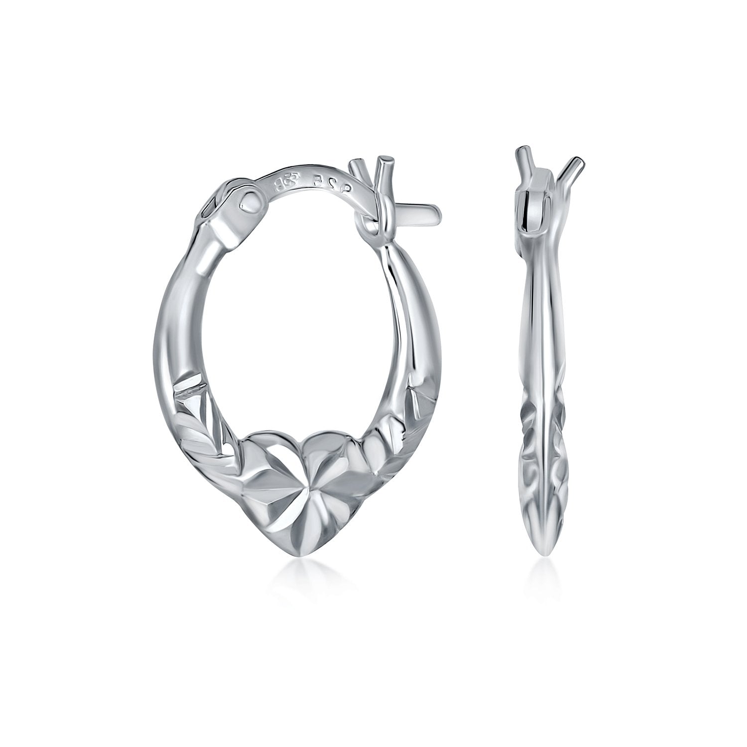 BFF Claddagh Celtic Friendship Love Hoop Earrings .925 Sterling Silver - Joyeria Lady