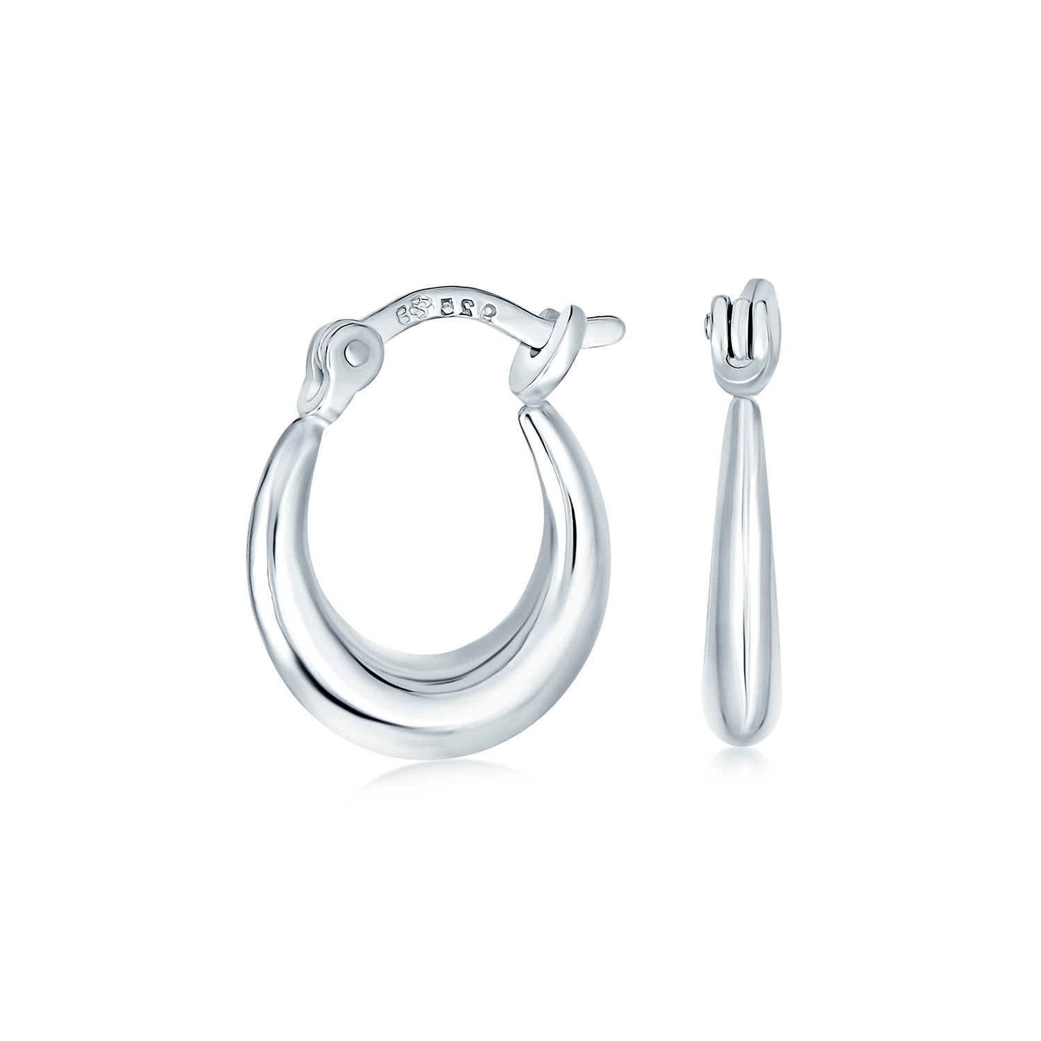 Boho Crescent Tapered Tube Hoop Earrings Polish 925 Sterling Silver - Joyeria Lady
