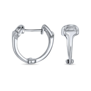 Equestrian Equine Horsebit Hinge Hoop Earrings 925 Sterling Silver - Joyeria Lady