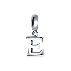 Block Letter Alphabet Letter Dangle Bead Sterling Silver European