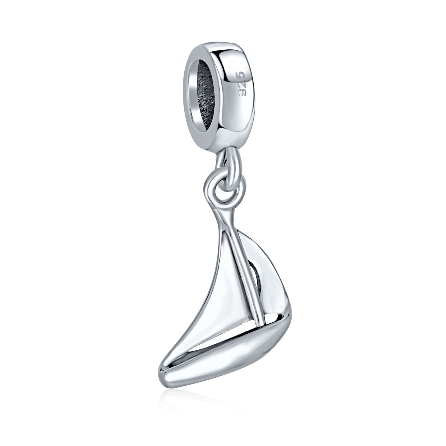 Sail Boat Vacation Travel Dangle Charm Bead 925 Sterling Silver - Joyeria Lady