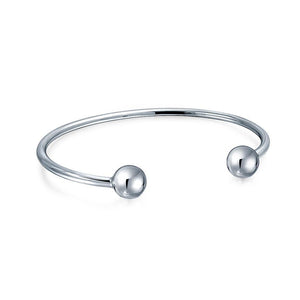 Ball Screw Starter Charm Bangle Cuff Beads Bracelet Sterling Silver