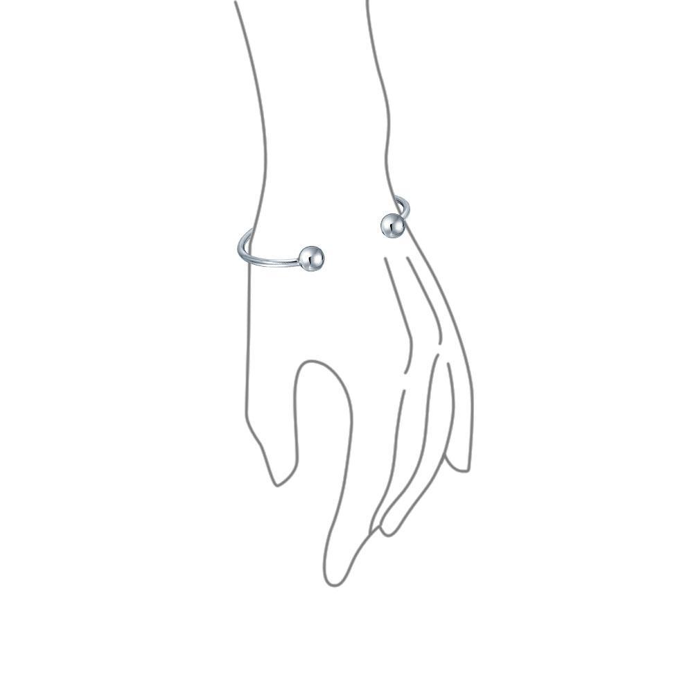 Ball Screw Starter Charm Bangle Cuff Beads Bracelet Sterling Silver - Joyeria Lady